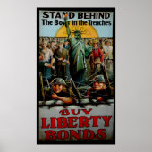 ヴィンテージが塹壕の中で少年たちの後ろに立つ ポスター (正面)