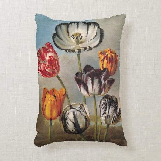 ヴィンテージが変化するチューリップが咲く景色 アクセントクッション (正面(垂直))