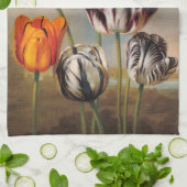 ヴィンテージが変化するチューリップが咲く景色 キッチンタオル (折り畳み)