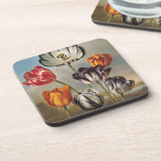 ヴィンテージが変化するチューリップが咲く景色 コースター (左側)