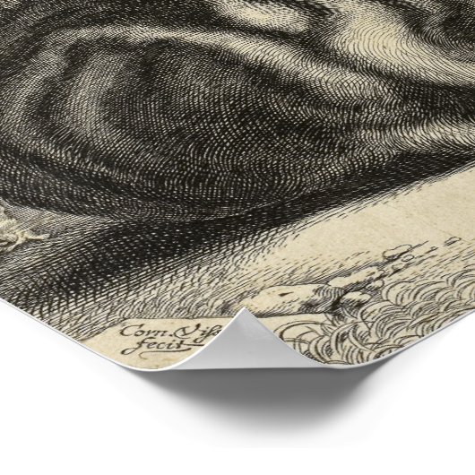 ヴィンテージが大きな猫をアートする ポスター (角)