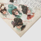 ヴィンテージが帽子をかぶって手書き入力を行うフランスの女性 薄葉紙 (詳細)