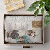 ヴィンテージが帽子をかぶって手書き入力を行うフランスの女性 薄葉紙 (ギフト)