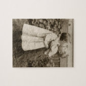ヴィンテージが庭でキスをするの子どもたちの愛の写真 ジグソーパズル (横)