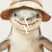 ヴィンテージが微笑む白絵を描サメの海魚 ポスター