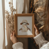 ヴィンテージが微笑む白絵を描サメの海魚 ポスター