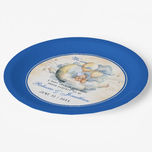 ヴィンテージが月の赤ちゃんシャワーを浴びる ペーパープレート (アングル)