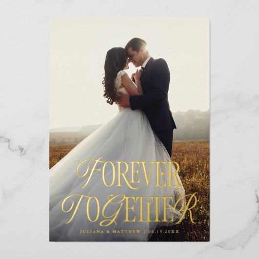 ヴィンテージが永遠に一緒結婚に発表 箔招待状 (正面)