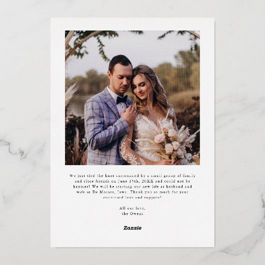 ヴィンテージが永遠に一緒結婚に発表 箔招待状 (裏面)