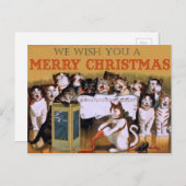 ヴィンテージが猫にクリスマスの挨拶 シーズンポストカード (正面/裏面)