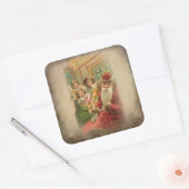 ヴィンテージが眠る中で贈り物をする子ども スクエアシール (封筒)