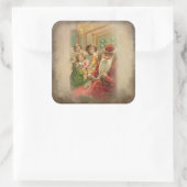 ヴィンテージが眠る中で贈り物をする子ども スクエアシール (バッグ)