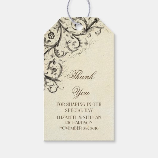 ヴィンテージが華やかな結婚式ありがとう ギフトタグ (正面)