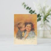 ヴィンテージが頬のキスを盗む可愛い少年 ポストカード (スタンド正面)