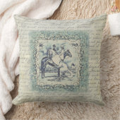 ヴィンテージが馬と馬に乗ビクトリアンる クッション (ブランケット)