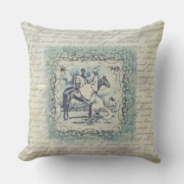 ヴィンテージが馬と馬に乗ビクトリアンる クッション