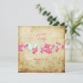 ヴィンテージが鳥やカラフルの花を愛する 招待状 (スタンド正面)