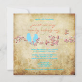 ヴィンテージが鳥やカラフルの花を愛する 招待状 (裏面)