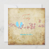 ヴィンテージが鳥やカラフルの花を愛する 招待状 (正面)