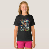 ヴィンテージきのこ+ディスクゴルフコース Aiアート Tシャツ (正面フル)