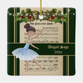 ヴィンテージくるみクラッカーシートミュージックブルネットバレリーナ セラミックオーナメント (裏面)