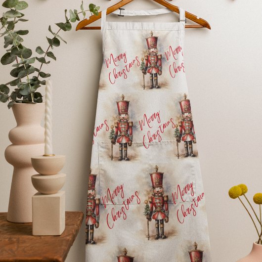 ヴィンテージくるみクラッカー&メリークリスマス エプロン