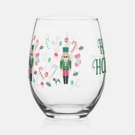 ヴィンテージくるみ割りクリスマスハッピーホリデー ステムなしワイングラス