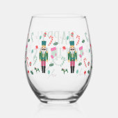 ヴィンテージくるみ割りクリスマスハッピーホリデー ステムなしワイングラス (右)