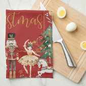 ヴィンテージくるみ割りフェスティバルメリークリスマス キッチンタオル (四つ折り)