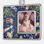 ヴィンテージくるみ割りベビー第1初めてのクリスマス写真 シルバープレートフレームオーナメント (左)