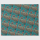 ヴィンテージくるみ割り兵士ティール(緑がかった色)ユニフォームクラシック ラッピングペーパー (フラット)