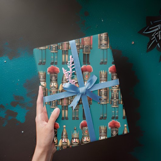 ヴィンテージくるみ割り兵士ティール(緑がかった色)ユニフォームクラシック ラッピングペーパー