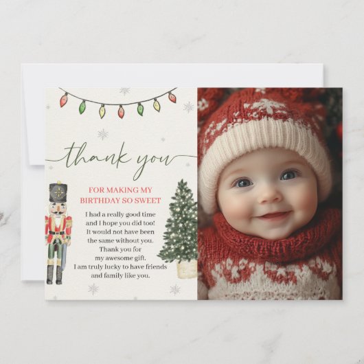 ヴィンテージくるみ割り写真サンキューカード 招待状 (正面)