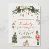 ヴィンテージくるみ割り冬オネダーランド1歳の誕生日 招待状 (正面)