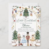 ヴィンテージくるみ割り冬オネダーランド1歳の誕生日 招待状 (正面)