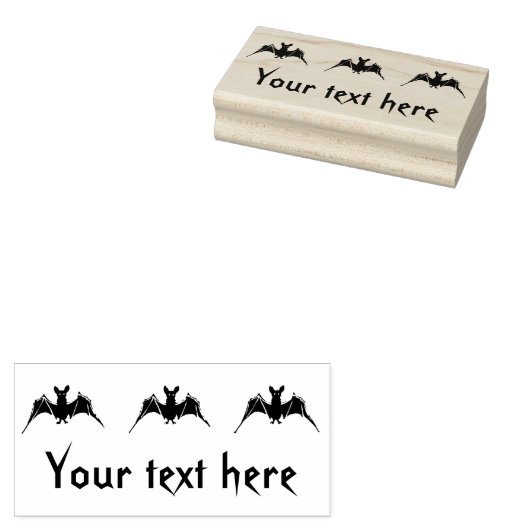 ヴィンテージこうもりとカスタム文字クラフト ラバースタンプ (押印)