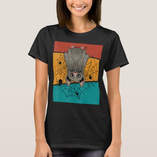ヴィンテージこうもりとクモ Tシャツ (正面)
