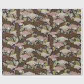 ヴィンテージこうもりとポピー柄アールヌーボー ラッピングペーパー (フラット)