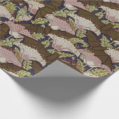 ヴィンテージこうもりとポピー柄アールヌーボー ラッピングペーパー (角)