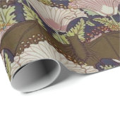 ヴィンテージこうもりとポピー柄アールヌーボー ラッピングペーパー (ロールコーナー)