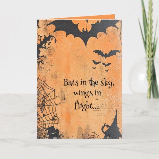 ヴィンテージこうもりのフライトのハロウィーン カード (正面)