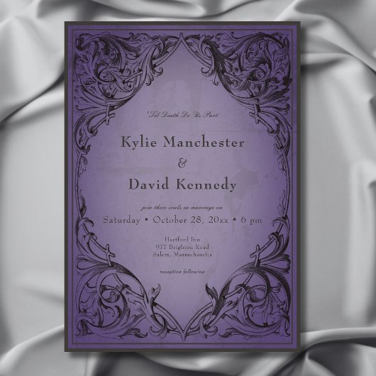 ヴィンテージこうもりまでデスパープル結婚ズ 招待状