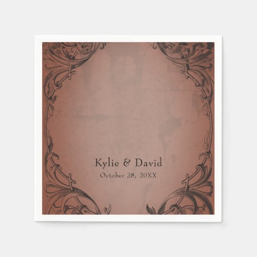 ヴィンテージこうもりまでデスラスト結婚ズ スタンダードカクテルナプキン (正面)