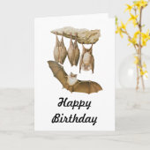 ヴィンテージこうもりイラストレーション、動物スケッチ カード (黄色い花)