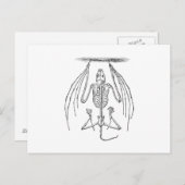 ヴィンテージこうもりスケルトン – こうもりとハロウィーンテンプレート ポストカード (正面/裏面)