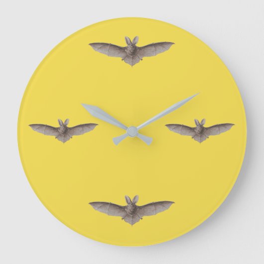 ヴィンテージこうもりタイムイエローハーベストムーン ラージ壁時計 (正面)