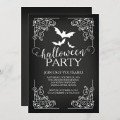 ヴィンテージこうもりハローウィンパーティ招待状 招待状 (正面/裏面)