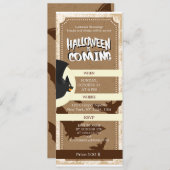 ヴィンテージこうもりパーティーチケット、ハロウィ来ンは  招待状 (正面/裏面)