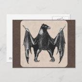 ヴィンテージこうもりプリント ポストカード (正面/裏面)