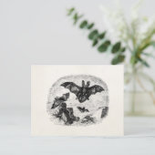 ヴィンテージこうもり飛んでいる1800sビッグこうもりスケッチ ポストカード (スタンド正面)